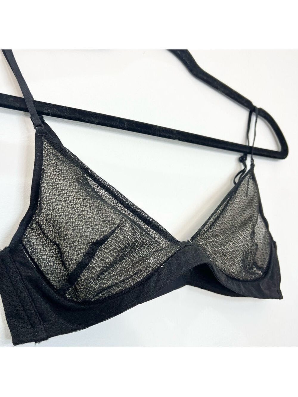 NEIWEI black beige mesh wireless bra M